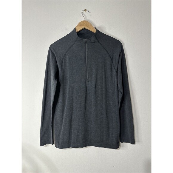 Lululemon Metal Vent Tech Sz M 1/2 Zip Pullover Long Sleeve Graphite Grey/ Black - Picture 2 of 6